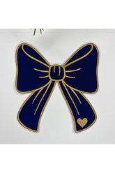 Ribbon Embroidered Fabric Cocktail Napkin 1 Piece Navy Blue Gold